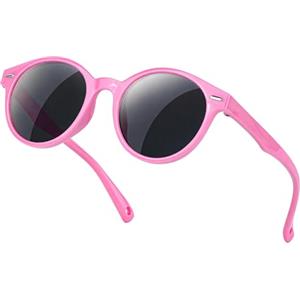 Ymmott Polarizzati Occhiali da Sole Bambino e Bambina - UV400 Protezione Occhiali da Sole per Ragazzo e Ragazza 3 a 9 Anni Gommati Flessibili (Bellissimo Rosa)