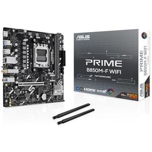 ASUS PRIME B850M-F WIFI, Scheda Madre AMD micro-ATX, Slot DDR5, PCIe 5.0 Ready, 2 Slot M.2, Wi-Fi 6, Ethernet Realtek 1Gb, HDMI, USB-A da 5Gbps, USB-C da 5Gbps, BIOS FlashBack, Aura Sync, Nera