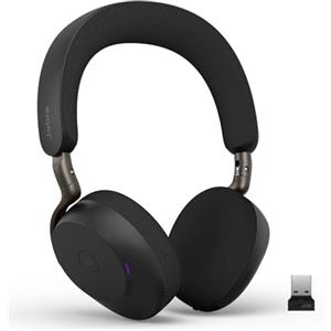 Jabra Evolve3 75 Cuffie On-Ear Wireless Bluetooth con Microfono per Lavoro, USB-A, AI Chiamate, Cancellazione Rumore Attiva Avanzata, 22h Batteria, Microsoft Teams Certificato, Nero