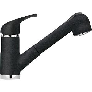 SCHOCK | Miscelatore Omega con Doccia, Monocomando con Bocca Girevole e Doccetta Estraibile a Doppio Getto, Colore Nero Assoluto, h177.5mm