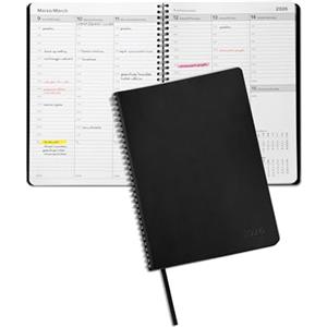 Pigna, Agenda settimanale CHRONOS 2026,spiralatura lato lungo,copertina soft-touch nera,confezione 1 pezzo