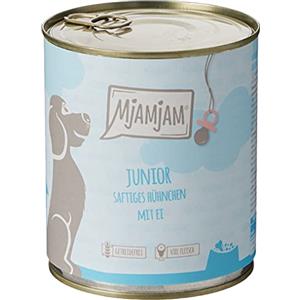 MjAMjAM - cibo umido premium per cani - Junior pollo succoso con uovo, confezione da 6 (6 x 800 g), naturale con carne extra