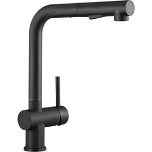 CECIPA Rubinetto Cucina Nero con 2 Getto, Miscelatore Cucina con Doccetta Estraibile, Rubinetto Lavello Cucina Nero Girevole a 360°, Miscelatore Lavello in Acciaio lnox (Nero)