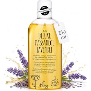 EIS Olio da massaggio EIS Deluxe alla lavanda | Per massaggi rilassanti | Per la coppia | Olio riscaldante per rilassare i muscoli | Lubrificante intimo e fluido | 250ml | Alla lavanda