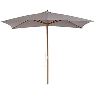 Outsunny Ombrellone da Giardino 2x3 m con Corda e Prese d'Aria, Ombrellone da Esterno con 6 Stecche in Legno, Bambù e Poliestere 180g/㎡, per Cortile, Terrazza e Balcone, Grigio
