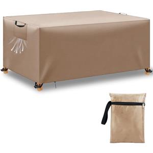 WUAYAMI Copertura Tavolo Esterno Impermeabile,Panno 420D Oxford Impermeabile Copertura,Tavoli e Sedie da Cortile Raggi UV, Quadrato Resistente Allo Strappo Copertura Tavolo, Kaki, 125x63x74cm