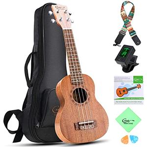 Hricane Ukulele Soprano da 21 pollici, ukulele in mogano per adulti e bambini principianti con borsa e corde