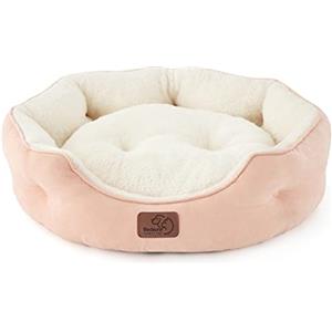 Bedsure Letto per Cani Piccoli Lavabile - Letti Grandi per Gatti da Interno e Cuccioli, Letto Rotondo per Cani di Media Taglia con Fondo Antiscivolo, rosa, 51 x 48 x 15cm