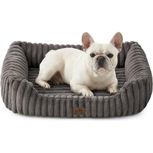 COZY KISS Cuccia Ortopedica Lavabile per Cane, per Cani Piccoli e Medi, Letto Morbido in Pelliccia Sintetica, Divano per Animali con Bordo Alto, Morbido, Antiscivolo, 76x58x18cm, Grigio