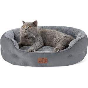 Bedsure Letto per Cani Piccoli Lavabile - Letti Grandi per Gatti da Interno e Cuccioli, Letto Rotondo per Cani di Media Taglia con Fondo Antiscivolo, grigio, 63 x 53 x 20 cm