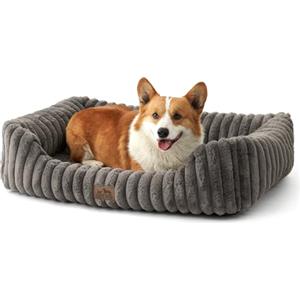 COZY KISS Cuccia Ortopedica Lavabile per Cane, per Cani Grandi e Medi, Letto Morbido in Pelliccia Sintetica, Divano per Animali con Bordo Alto, Morbido, Antiscivolo, 89x64x20cm, Grigio