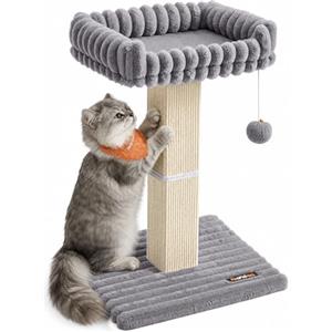 Feandrea Tiragraffi per Gatti Adulti, Colonna Tiragraffi in Sisal, Albero per Gatti da Interno con Piattaforma Lavabile, 50 x 40 x 68 cm, Grigio, Collezione CLAWFY PCA022G201