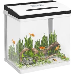 PawHut Acquario per Casa 13L Illuminazione LED, 29x20x30.5 cm, Trasparente