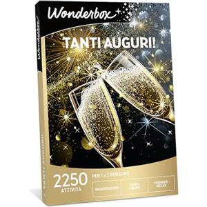 Wonderbox - Cofanetto Regalo - Tanti Auguri! - 1 attività a Scelta - 1 o 2 Persone - Degustazione, Solarium, Massaggio Viso, Servizio Fotografico, lezioni di Pilates, Spa…