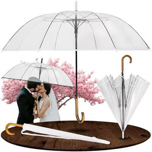 LOGAN & BARNES Ombrello Trasparente a Cupola, Ø 120 cm, per 2 Persone - Grande Ombrello trasparente pioggia da Cerimonia, Matrimonio ed Eventi, Resistente al Vento - Modello CARDIFF