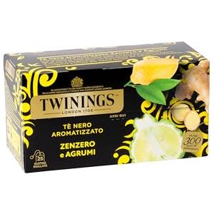 Twinings, Tè Nero Aromatizzato allo Zenzero e Agrumi, Gusto Avvolgente, Infusi e Tisane, 12 Confezioni da 25 Filtri (300 Filtri Totali)