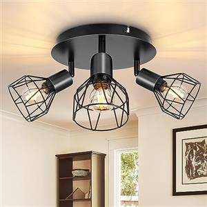 Dehobo Faretti LED Soffitto Orientabili E14, Faretto Interno Nero 3 Luci | Lampadario da Soffitto Moderno Metallo, Faretto da Parete per Soggiorno Corridoio Camera da Letto, Senza Lampadina Max.40W