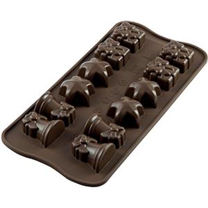 silikomart | SCG06 Stampo in Silicone per Cioccolatini CHRISTMAS, Antiaderente, Confezione da 1 Stampo per Dolci, Easy Choc, 34 x 34 h18 mm, Made in Italy