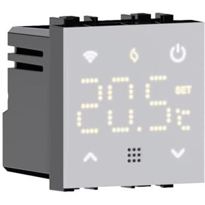 Elektronova Cronotermostato connesso WIFI TUYA da incasso modulo programmabile 2P 240V display touch retroilluminato colore bianco compatibile su supporti Vimar plana
