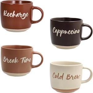 Tognana, Confezione 4 tazze senza piatto 370 cc Barista, New Bone China, Multicolor