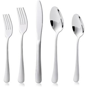 KitchenBoss Posate Acciaio Inox: Set di Posate 4 Persone, 20 Pezzi in Argento e Lavabili in Lavastoviglie