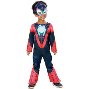 Rubie's - Miles Morales Costume Glow in dark prescolare per bambini, tuta, copristivali, mezza maschera, ufficiale Marvel per Carnevale, Natale, compleanni, feste e Halloween, T (24-36 mesi)