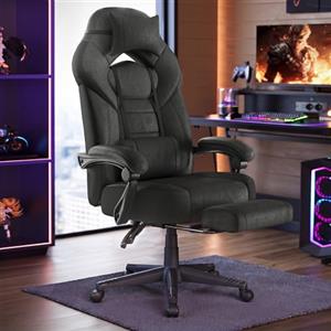 SONGMICS Sedia Gaming, Sedia Ufficio Scrivania, Ergonomico, con Poggiapiedi, Poggiatesta Regolabile, Cuscino Lombare, Portata 150 kg, Nero Inchiostro OBG077BH21