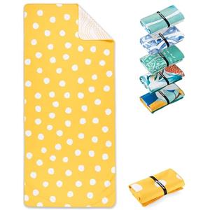 Fit-Flip Telo Mare microfibra - leggero, fine e ad asciugatura rapida - asciugamano microfibra grande - teli antisabbia da spiaggia - 100% riciclato - Lemon Polka 160x90cm