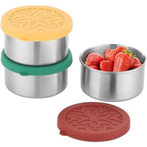 nicelock contenitori ermetici per alimenti in acciaio inox, 3 x 220 ml Piccolo contenitore cibo con coperchi, per scuola, lavoro e viaggi adatto al congelatore e alla lavastoviglie senza BPA