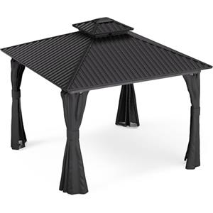 Blumfeldt Gazebo 3x3m, Gazebo da Giardino con Zanzariera, Struttura in Alluminio & Tetto in Acciaio Zincato, Resistente a Pioggia & Vento, Tende Incluse, Nero
