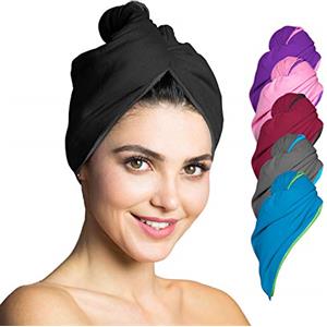 Fit-Flip Capelli Microfibra Urbana - Assorbente E Asciugatura Rapida - Speciale Turbante Asciugamano E Asciugamano per Capelli (14 - Nero - 2 Pezzi)