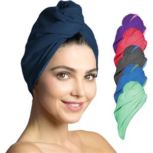 Fit-Flip Capelli Microfibra Urbana - Assorbente E Asciugatura Rapida - Speciale Turbante Asciugamano E Asciugamano per Capelli (20 - Blu Marino - 2 Pezzi)