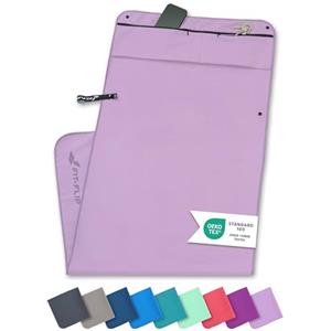 Fit-Flip Asciugamano sportivo con scomparto a cerniera e clip magnetica - telo in microfibra - compatto e ad asciugatura rapida - accessori da palestra uome e donna - Lilla