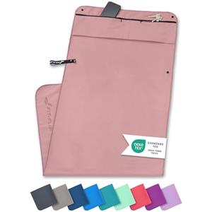 Fit-Flip Asciugamano sportivo con scomparto a cerniera e clip magnetica - telo in microfibra - compatto e ad asciugatura rapida - accessori da palestra uome e donna - Rosa Antico