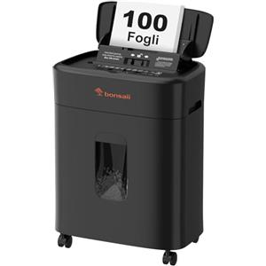 Bonsaii Distruggidocumenti, taglio micro-particellare P4, alimentazione automatica fino a 100 fogli, sistema anti-intasamento, 30 min continuo, contenitore da 16L - Per ufficio e casa, C231-D