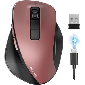 TECKNET Mouse Bluetooth Ergonomico, Mouse Wireless Ricaricabile con 3 Dispositivi (2*Bluetooth+USB), Poggiapollice Ergonomico, 4800 DPI, 6 Pulsanti, Mouse USB Silenzioso per Laptop/PC/Tablet/MacBook