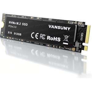 Vansuny 512GB SSD M.2 NVMe PCIe 3.0 x4, Disco a Stato Solido Interno 2280, 3D NAND, fino a 3400 MB/s Lettura, 2100 MB/s Scrittura, per PC, Laptop e Desktop (Nero)