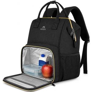 MATEIN Zaino da Donna con Portapranzo, Zaino da Viaggio Antifurto per PC 15,6 pollici con Scomparto Termico Isolato, Borsa Termica Impermeabile per Lavoro e Picnic, Nero
