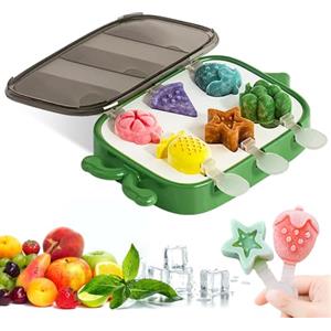 Bluelves Stampi per Ghiaccioli, 6 Formine Ghiaccioli Riutilizzabili, Silicone Stampi per Gelato senza BPA, Mini Stampo Ghiaccioli con Bastoncino e Coperchio,Stampo Ghiaccioli con Bastoncino