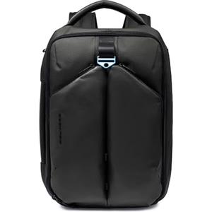 PIQUADRO - Zaino - Porta PC 15,6" - in Pelle e Tessuto Tecnico - Uomo - Colore Nero