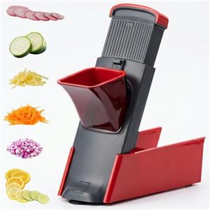 Meridiana Ok Chef Mandolina REGOLABILE (Rossa) mandolina per verdure | Spessore regolabile e taglio julienne Patate Affettatrice Cipolla taglia pomodori Chopper Kitchen taglia patate