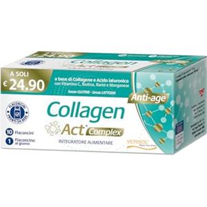 linea ACT Collagen Act Complex, Integratore Alimentare Anti-age con Collagene VERISOL®, Acido Ialuronico, Vitamina C, Biotina e Rame, Senza Glutine e Lattosio, Gusto Frutti di Bosco- Confezione da 10 Flaconcini