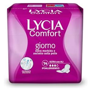 Lycia, Assorbenti Ultra Giorno con Ali, Effetto Asciutto, Traspirante ed Extra Morbido, 14 pezzi