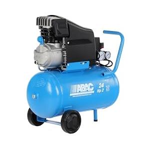ABAC Compressore d'Aria POLE POSITION L20, Compressore Aria 24 Litri, Doppio Manometro, Pressione Massima 10 Bar, Lubrificato ad olio, Ruote per Trasporto, Potenza 2 CV