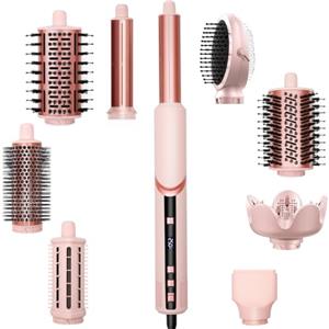 AVENHO 9 in 1 Spazzola Asciugacapelli Airstyler, Arricciacapelli Automatico, Spazzola Lisciante, Volumizzante, Adatto a Tutti i Tipi di Capelli - Pink