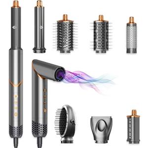 AVENHO 8 in 1 Spazzola Asciugacapelli Airstyler, Arricciacapelli Automatico, Spazzola Lisciante, Volumizzante, Adatto a Tutti i Tipi di Capelli - Silver