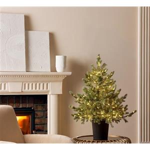 EDG Enzo de Gasperi Albero di Natale Pino Argentato con Vaso e 240 luci LED H90xD85 cm
