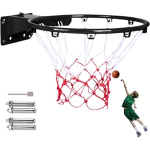 Pineeseatile Canestro da Basket da 14 Pollici Montato a Parete per Bambini per Interni ed Esterni, Cerchio da Basket in Altezza Regolabile Antiurto con Molla