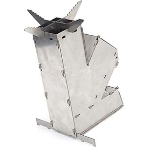 Generic Fornello da Campeggio Portatile in Acciaio Inossidabile Rocket Stove con Presa d'Aria Regolabile per Varie Pentole per Cucinare Zuppa di tè e Spezzatino