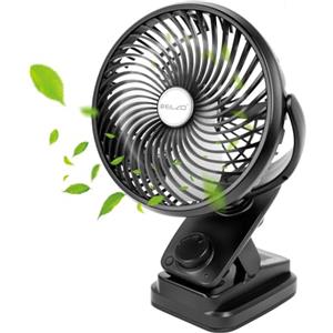 ELZO Ventilatore da scrivania USB a clip, 20000 mAh, ricaricabile a batteria, luce LED, rotazione a 360°, velocità continua, super silenzioso, portatile, per ufficio, passeggino, auto, campeggio